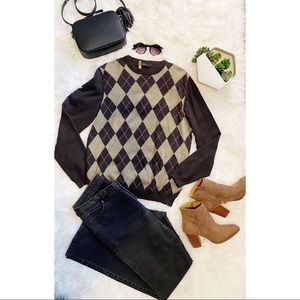 Express Fine Italian Merino Argyle Sweater